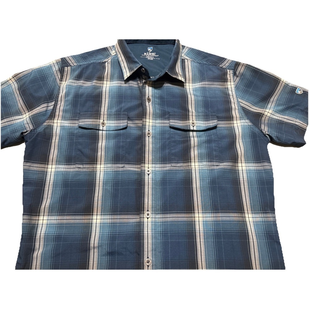 KUHL Shirt Mens Small Response Eluxur Lite Short Sleeve Plaid Button Up 7153
